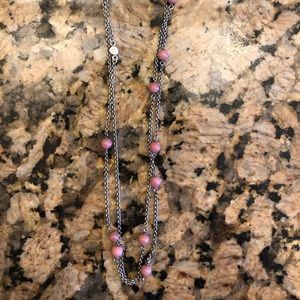 Pandora pink stone long chain